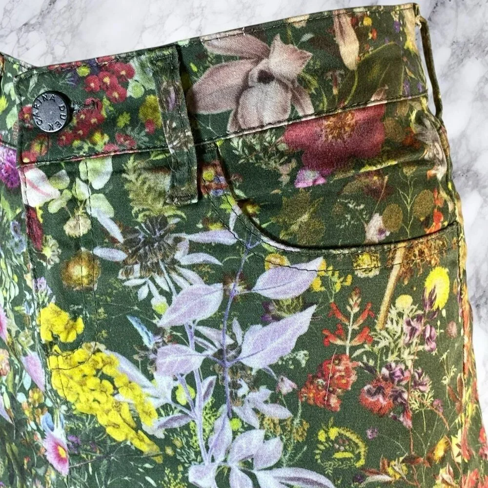 Carina Duek Endless Paradis Floral Print Denim Skirt